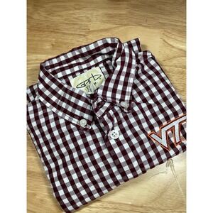 Boys Garb Virginia Tech Hokies Long Sleeved Checked Button Down Maroon/white Med